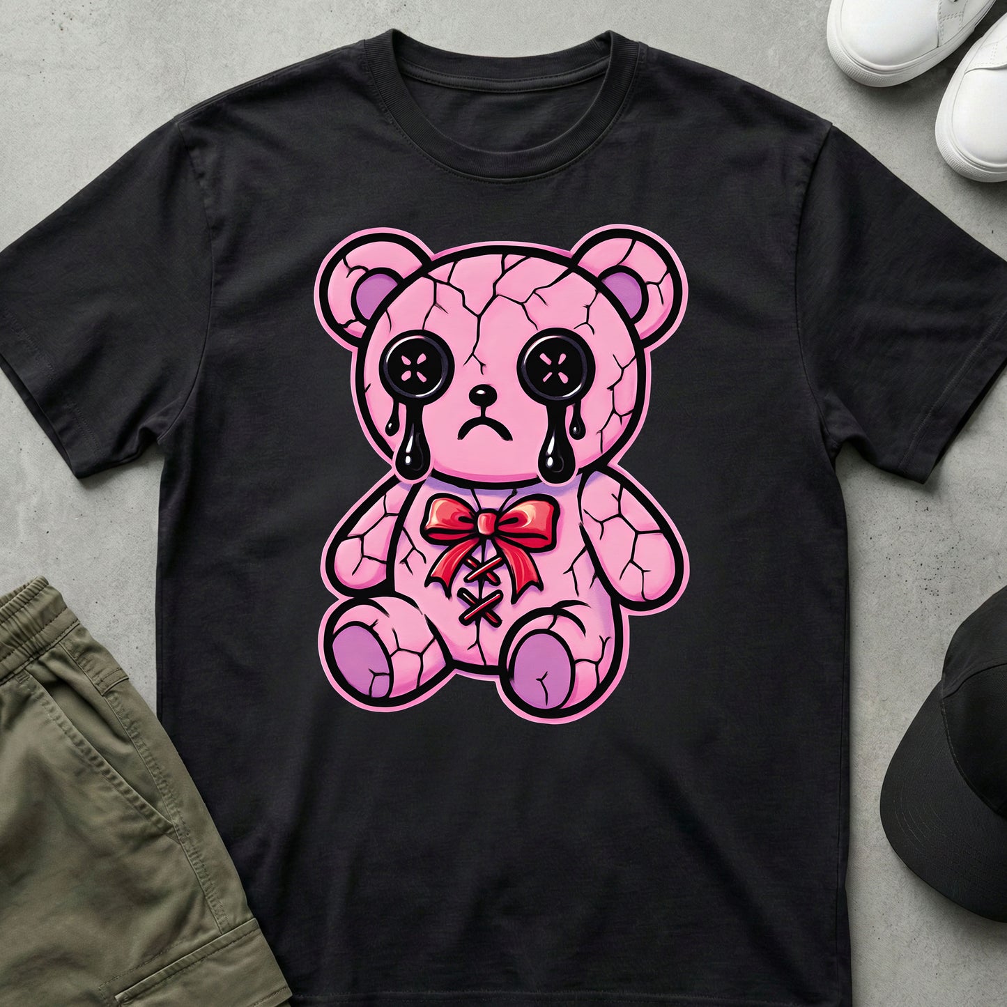 Cool Teds Teddy-Bear Kawaii Goth T-Shirt Black / S