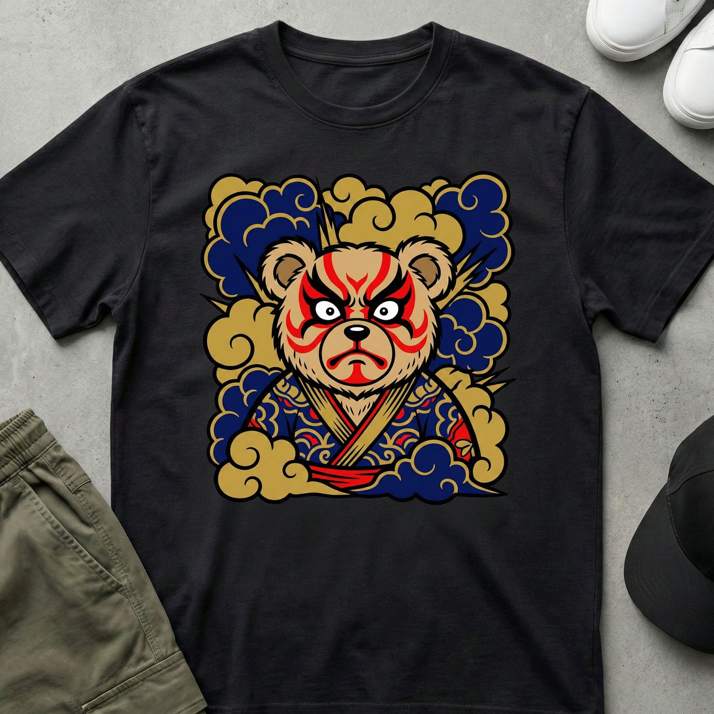 Cool Teds Teddy-Bear Kabuki Bear T-Shirt Black / S