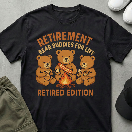 Cool Teds Teddy-Bear Retirement Buddies T-Shirt Black / S