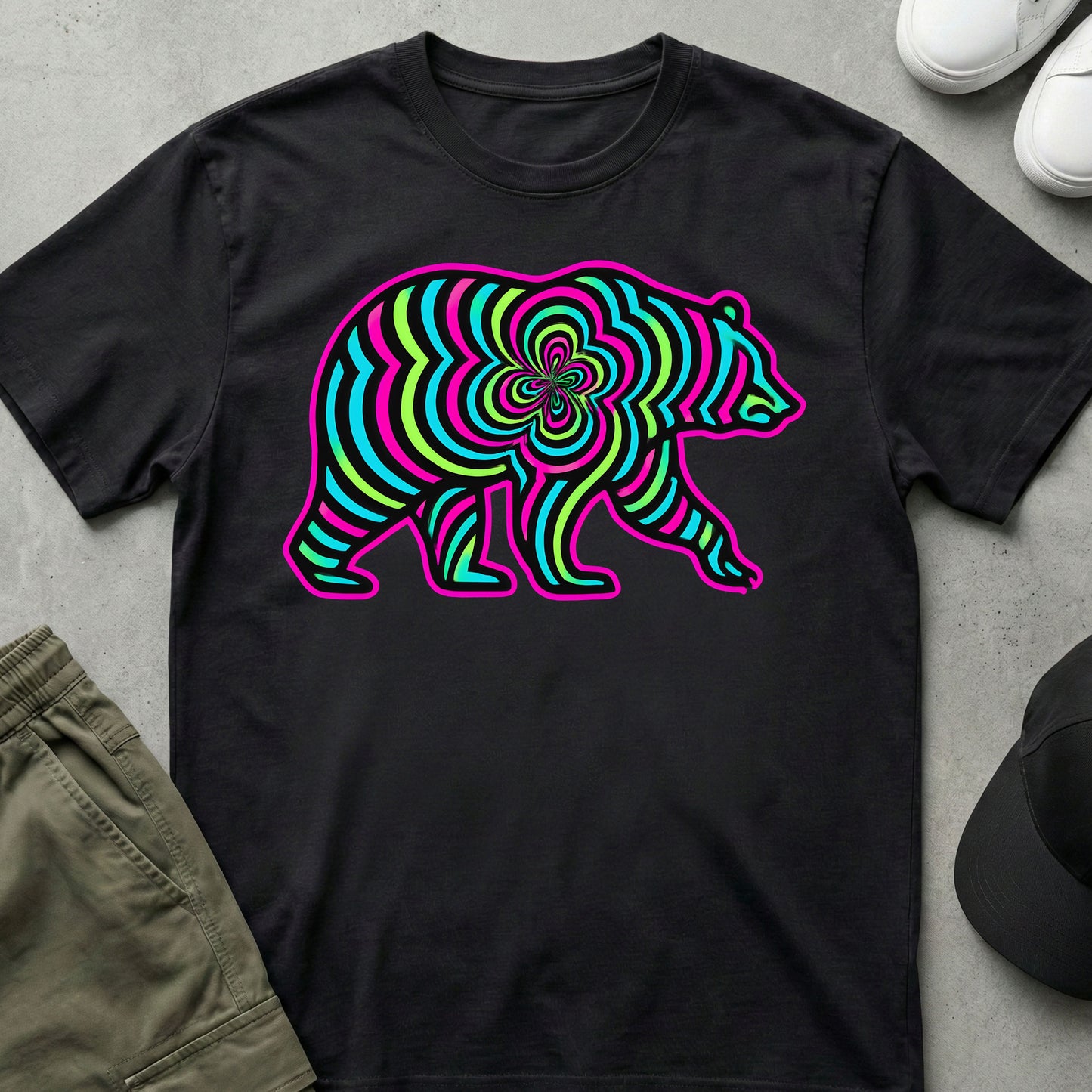 Fractal Bear T-Shirt Black
