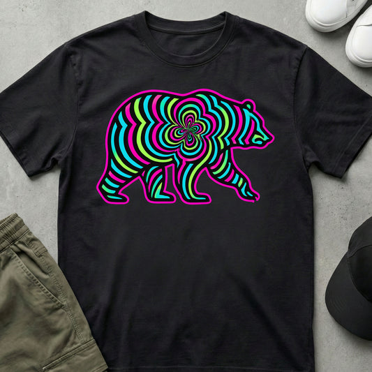 Printify Teddy-Bear Fractal Bear T-Shirt Black / S