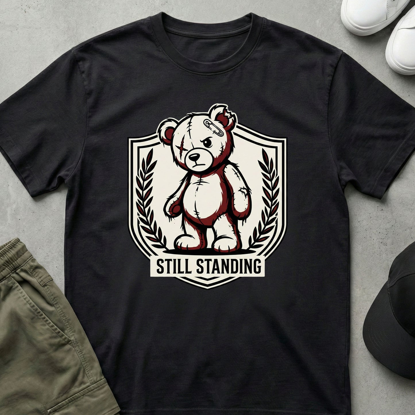 Cool Teds Teddy-Bear Standing T-Shirt Black / S