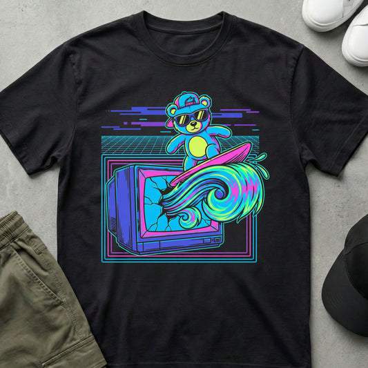 Glitchwave Surf T-Shirt Black
