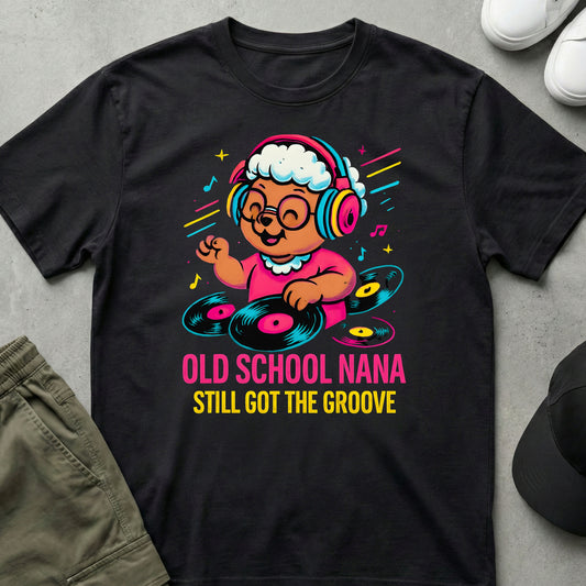 Cool Teds Teddy-Bear Groovy Nana T-Shirt Black / S