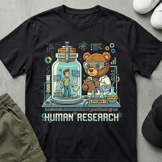 Cool Teds Teddy-Bear Human Research T-Shirt Black / S