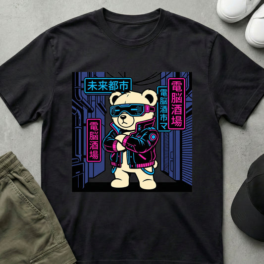 Cool Teds Teddy-Bear Cyber Teddy T-Shirt Black / S