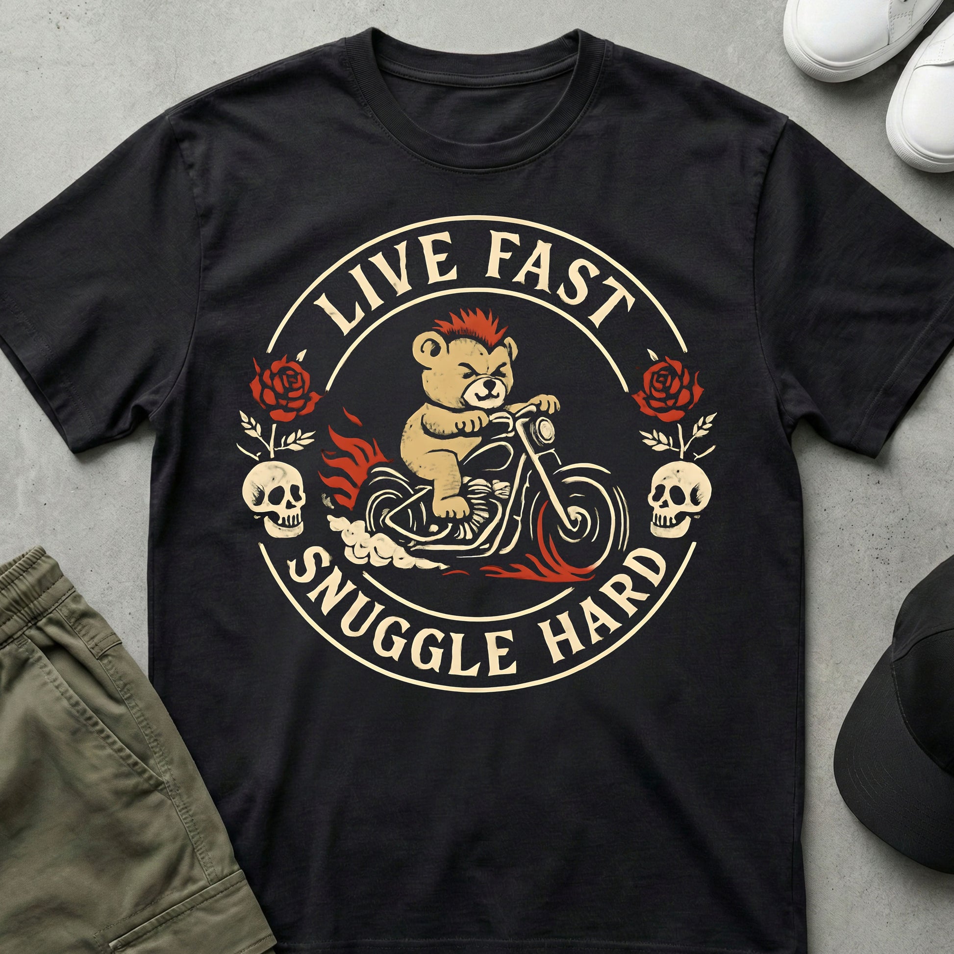 Biker Bear T-Shirt Black