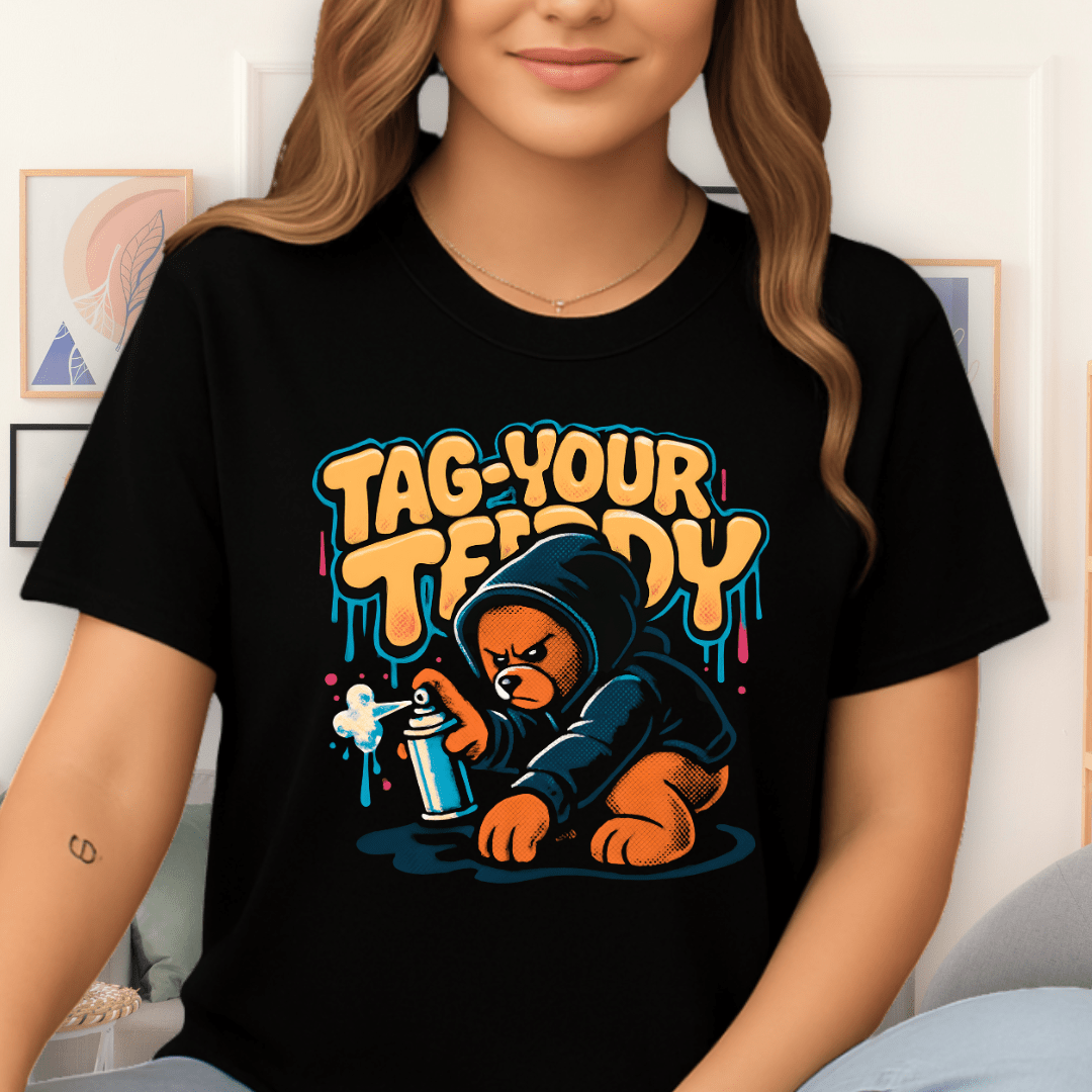 Cool Teds Teddy-Bear Graffiti Teddy T-Shirt Black / S