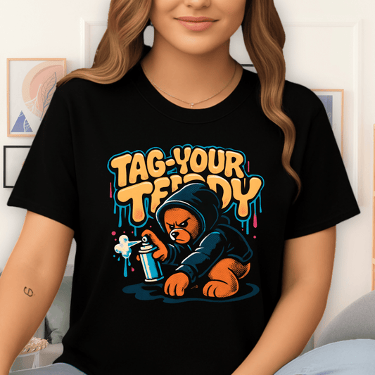 Cool Teds Teddy-Bear Graffiti Teddy T-Shirt Black / S