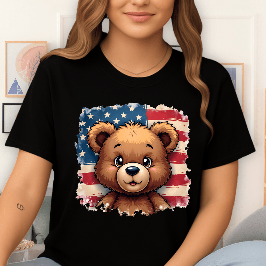 Cool Teds Teddy-Bear The Patriot T-Shirt Black / S