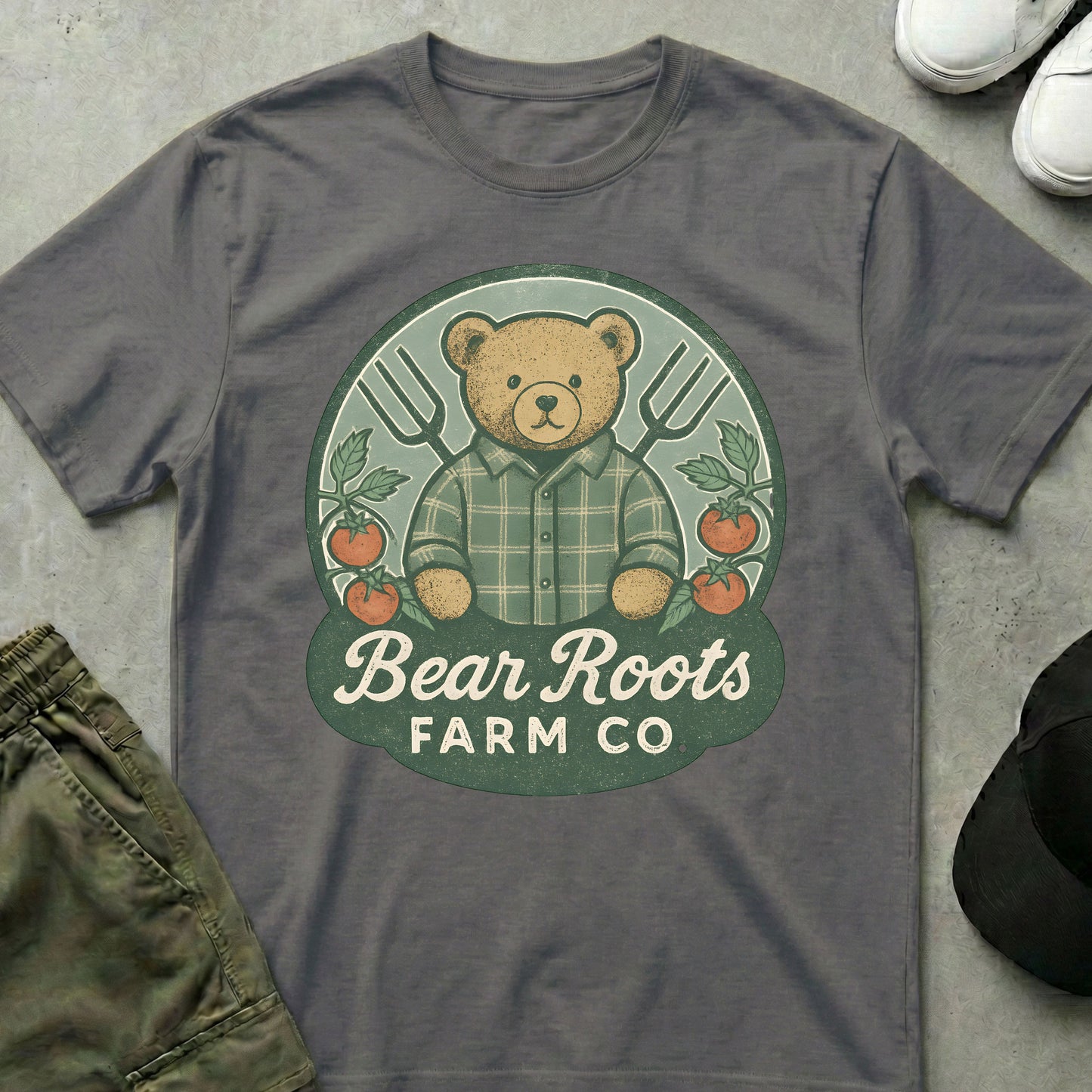 Bear Roots T-Shirt Charcoal