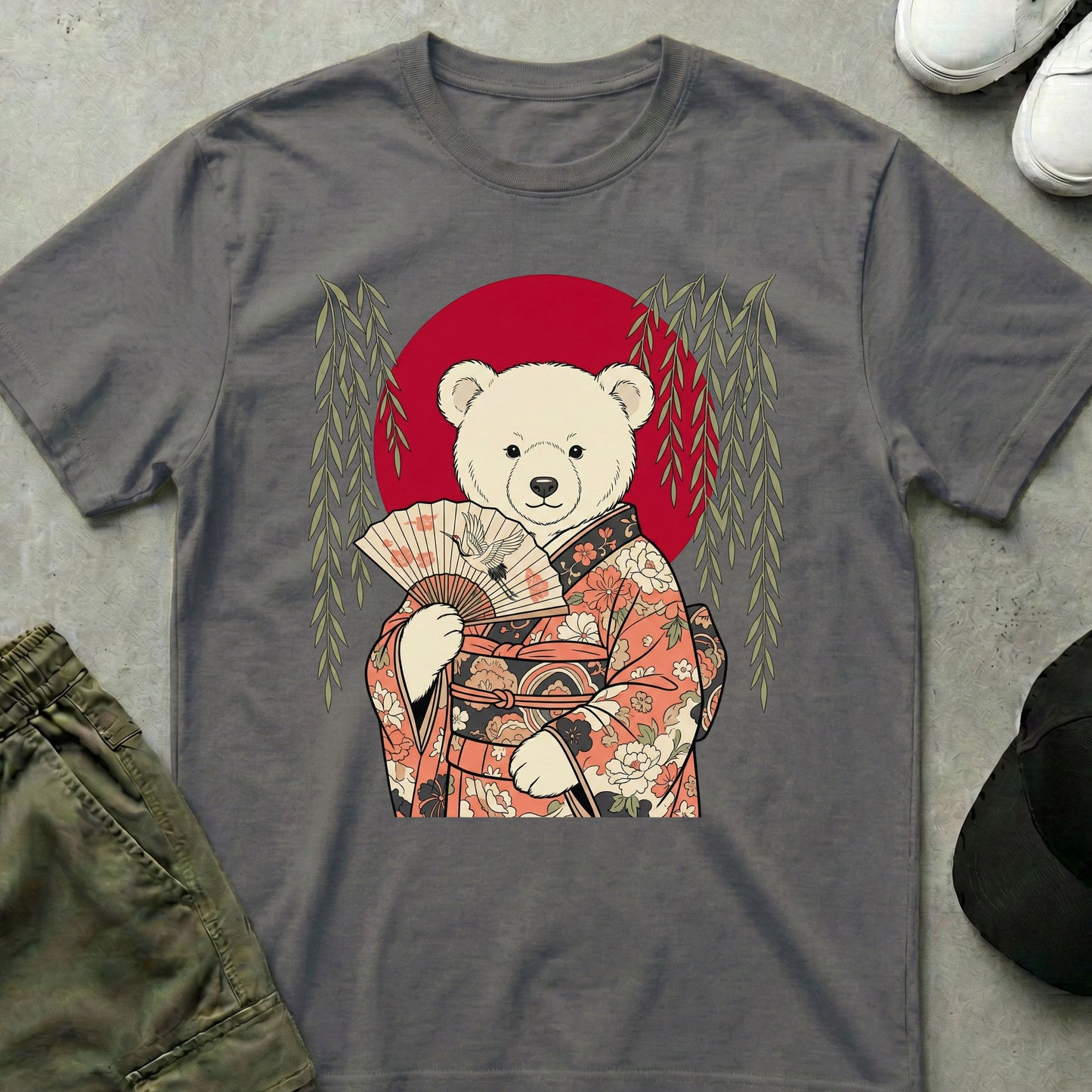 Cool Teds Teddy-Bear Sakura Kimono T-Shirt Charcoal / S