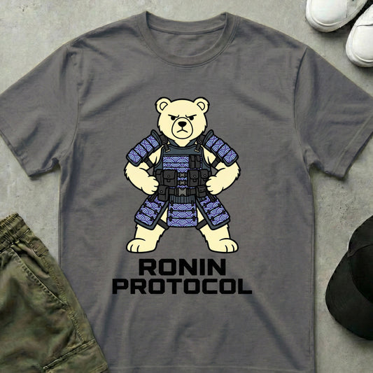 Cool Teds Teddy-Bear Ronin Protocol T-Shirt Charcoal / S