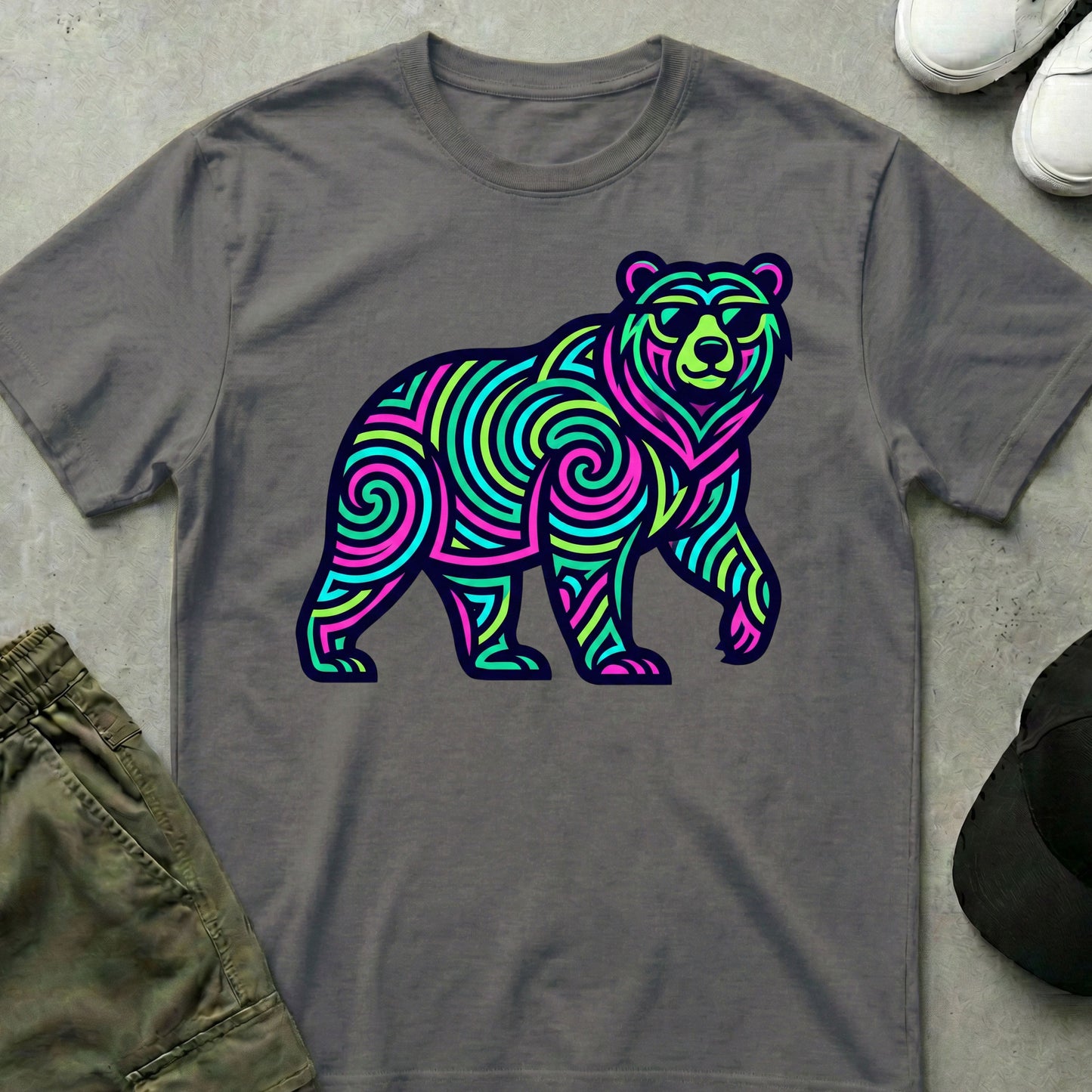 Cool Teds Teddy-Bear Aurora Bear T-Shirt Charcoal / S