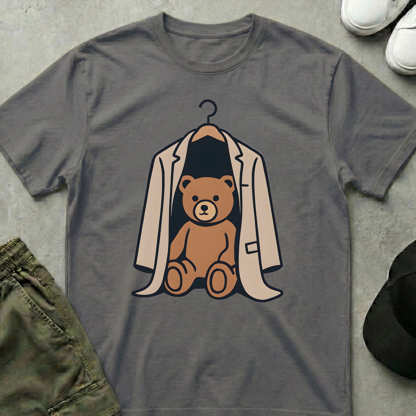 Cool Teds Teddy-Bear Hanging Out T-Shirt Charcoal / S