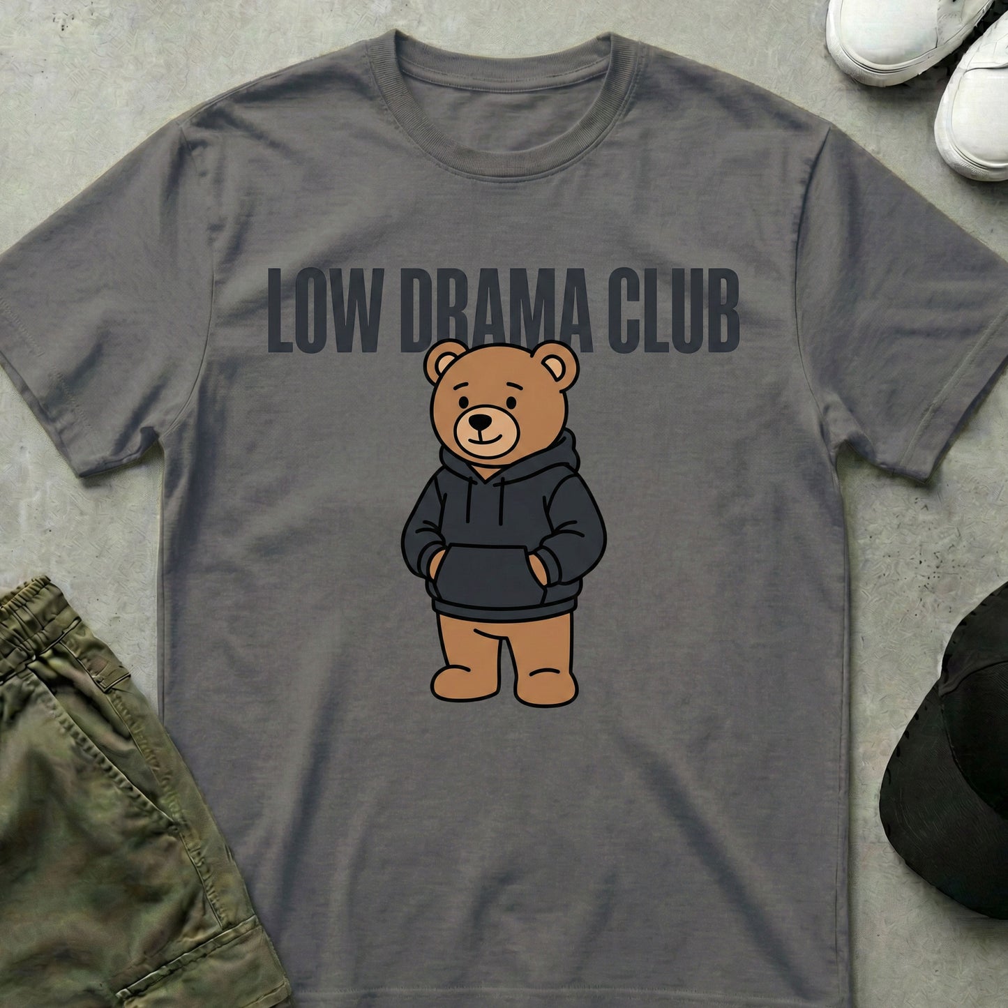 Cool Teds Teddy-Bear Low Drama Club T-Shirt Charcoal / S