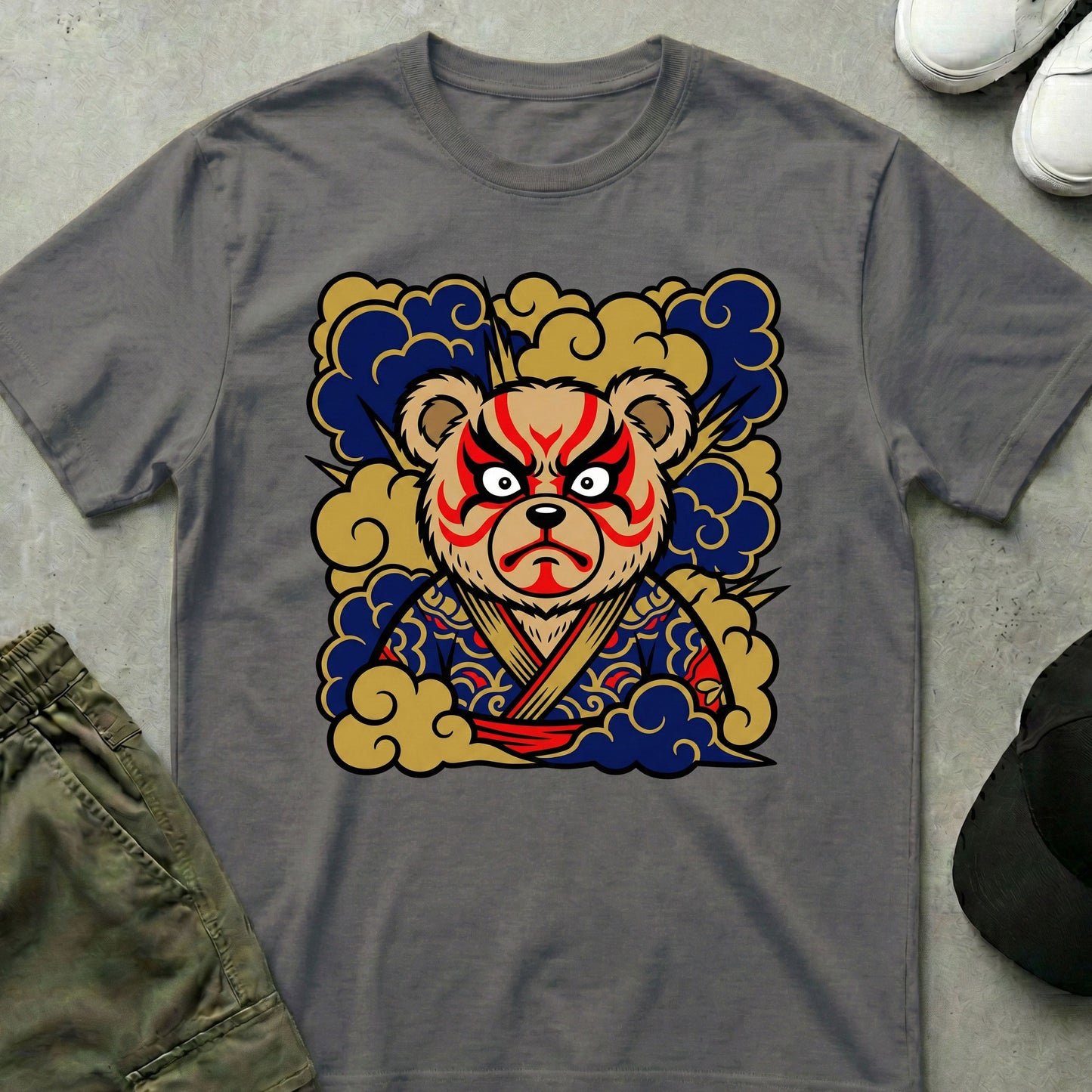 Cool Teds Teddy-Bear Kabuki Bear T-Shirt Charcoal / S