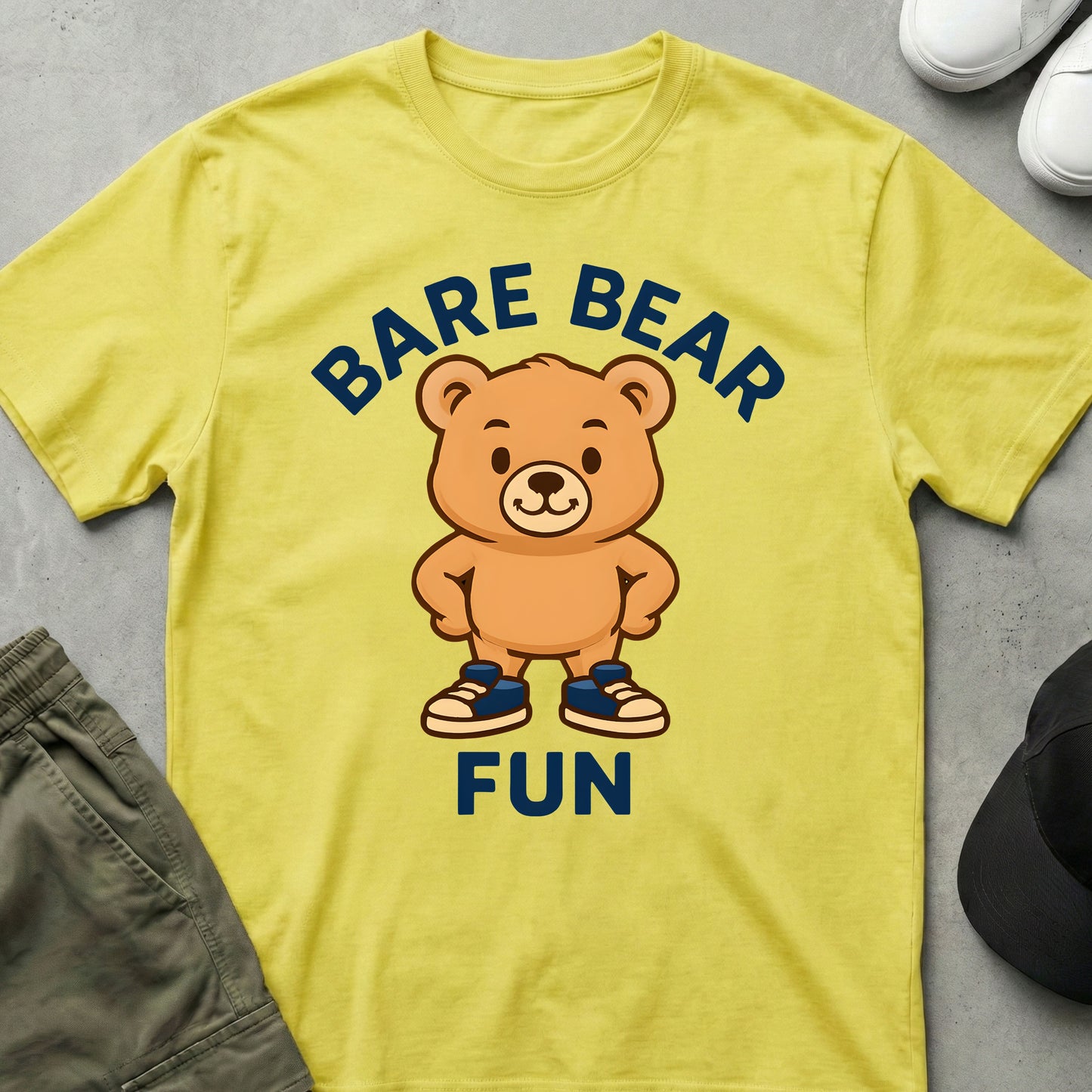 Cool Teds Teddy-Bear Bare Bear Fun T-Shirt Cornsilk / S