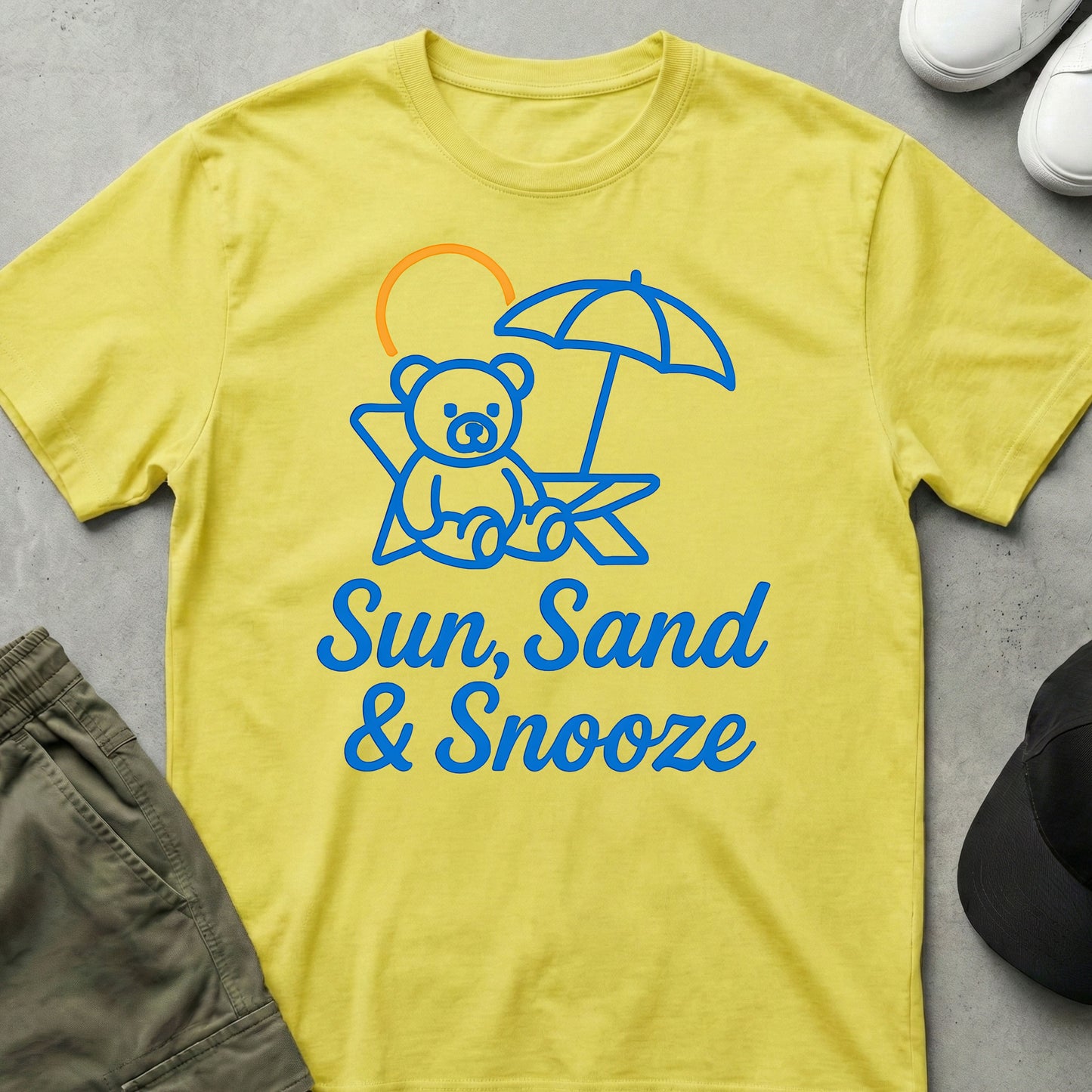 Printify Teddy-Bear Beach Bear T-Shirt Cornsilk / S