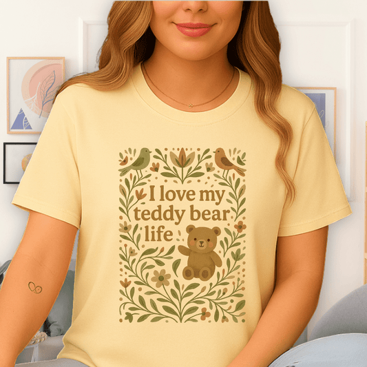 Cool Teds Teddy-Bear Love Life T-Shirt Cornsilk / S