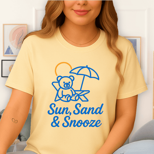 Cool Teds Teddy-Bear Beach Bear T-Shirt Cornsilk / S