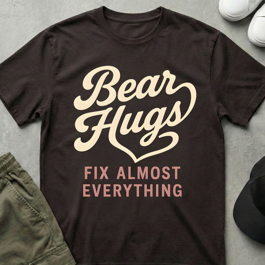 Printify Teddy-Bear Bear Hug Fix T-Shirt Dark Chocolate / S