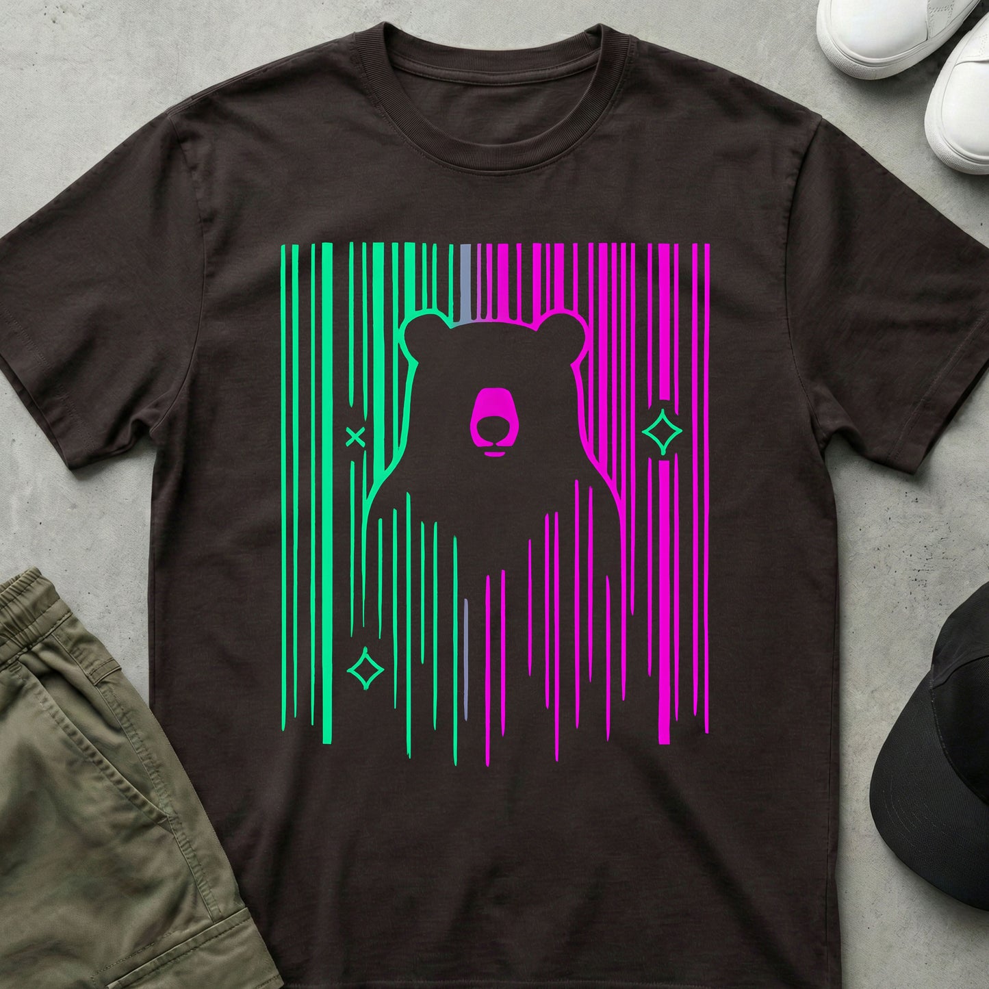 Cyberpunk Bear T-Shirt Dark Chocolate