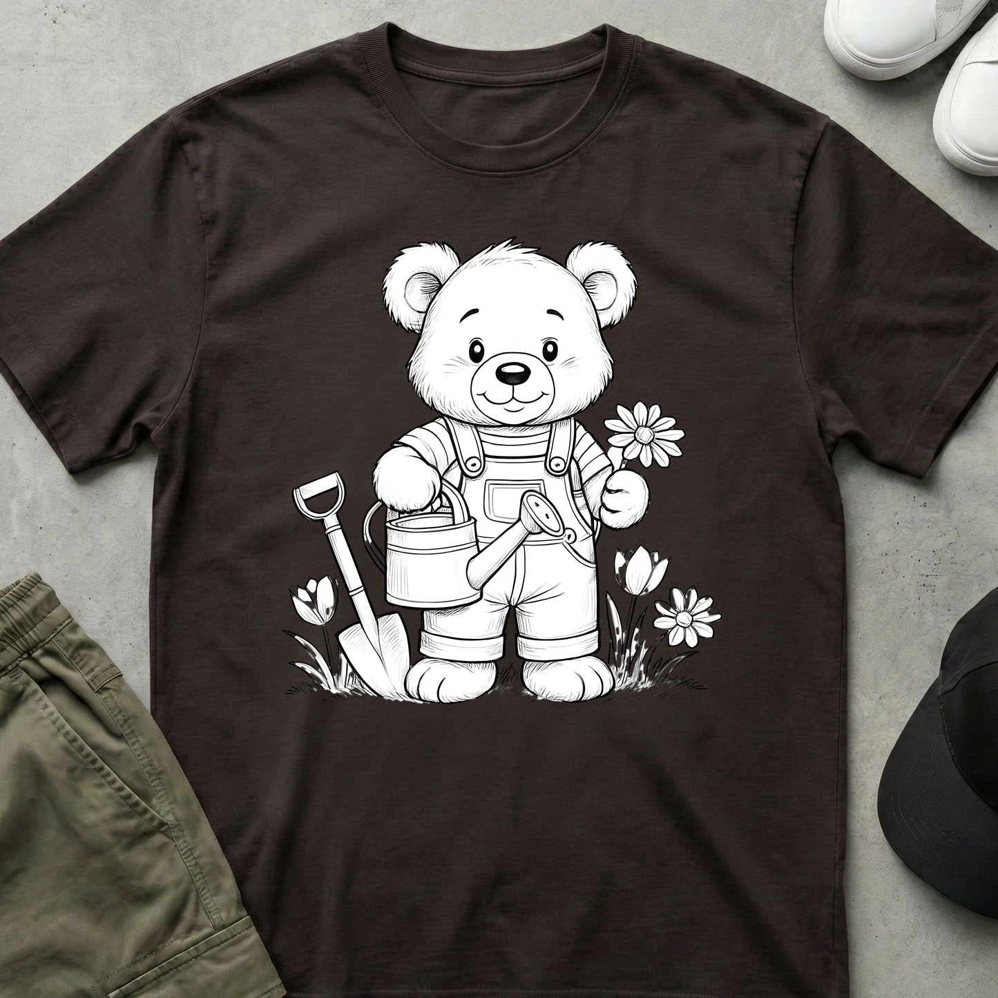 Printify Teddy-Bear Teddy Gardener T-Shirt Dark Chocolate / S