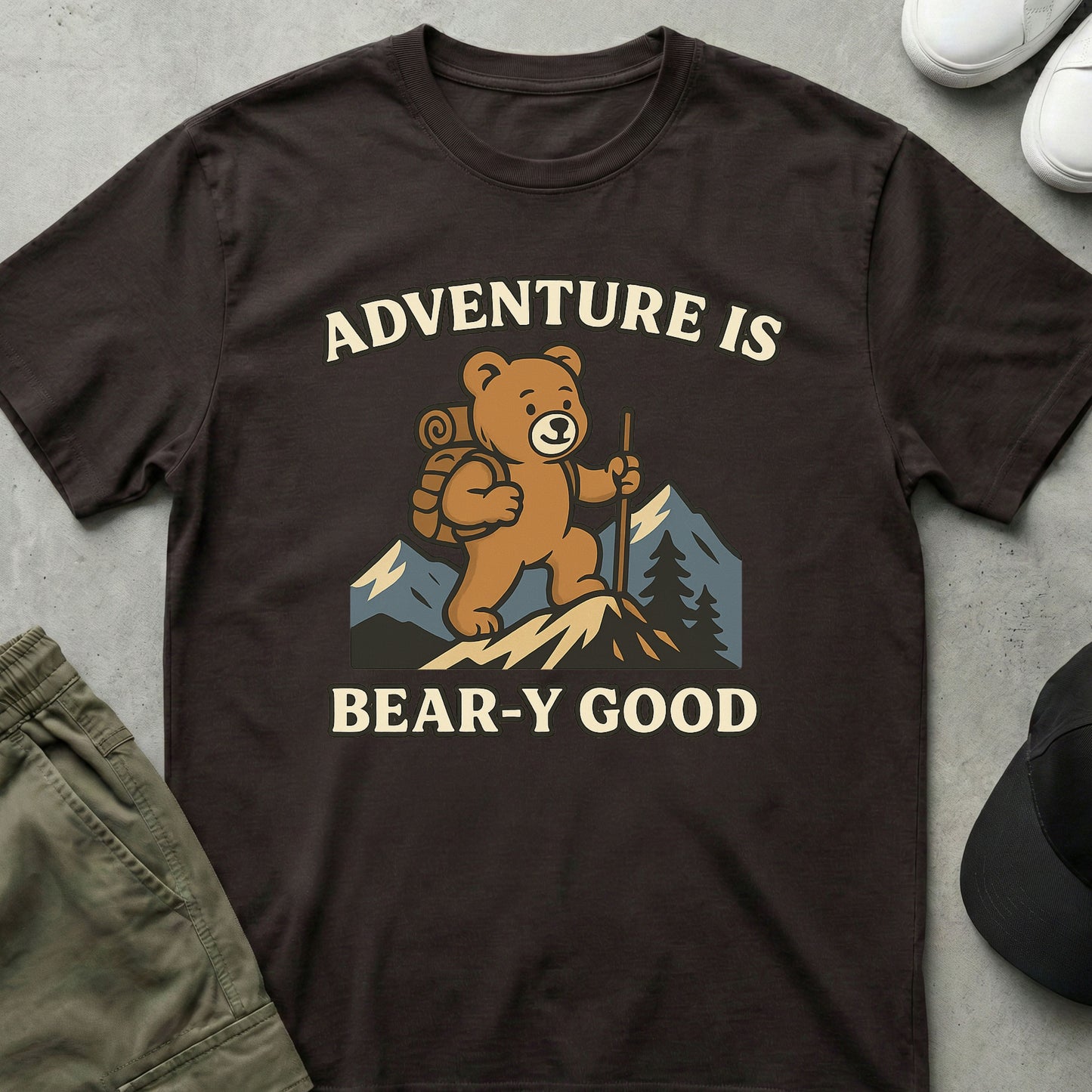 Printify Teddy-Bear Adventure T-Shirt Dark Chocolate / S