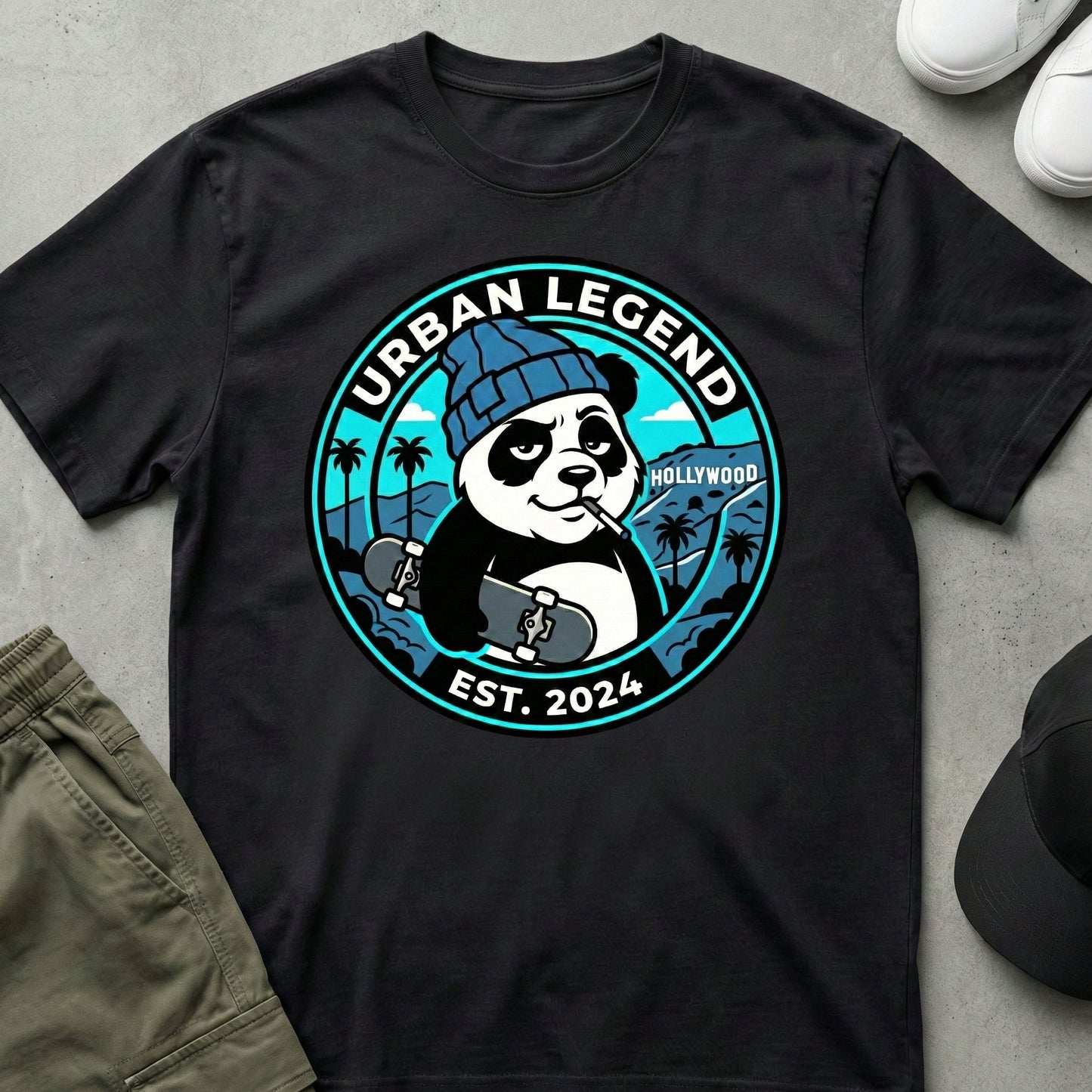 Hollywood Panda T-Shirt Black