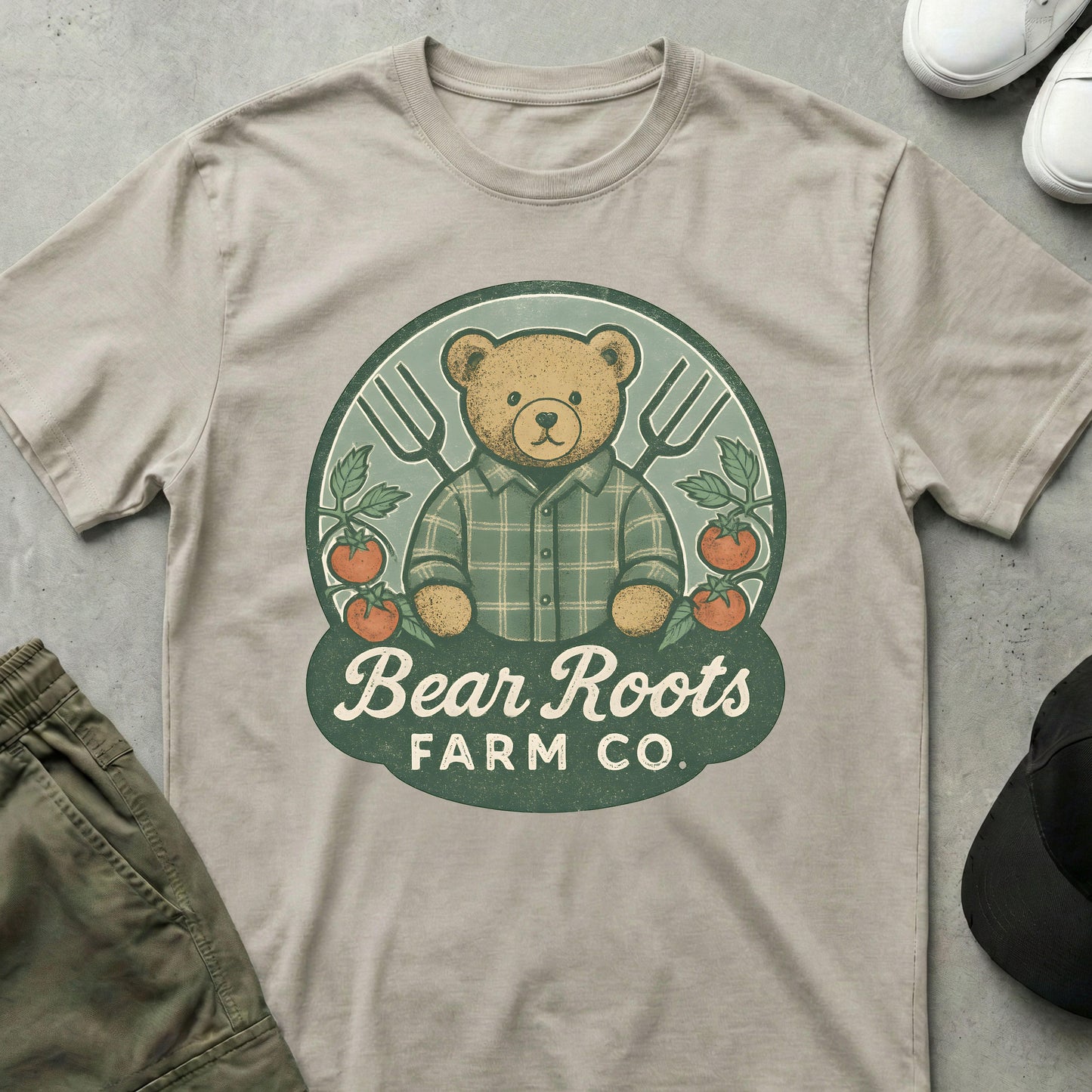 Bear Roots T-Shirt Ice Grey