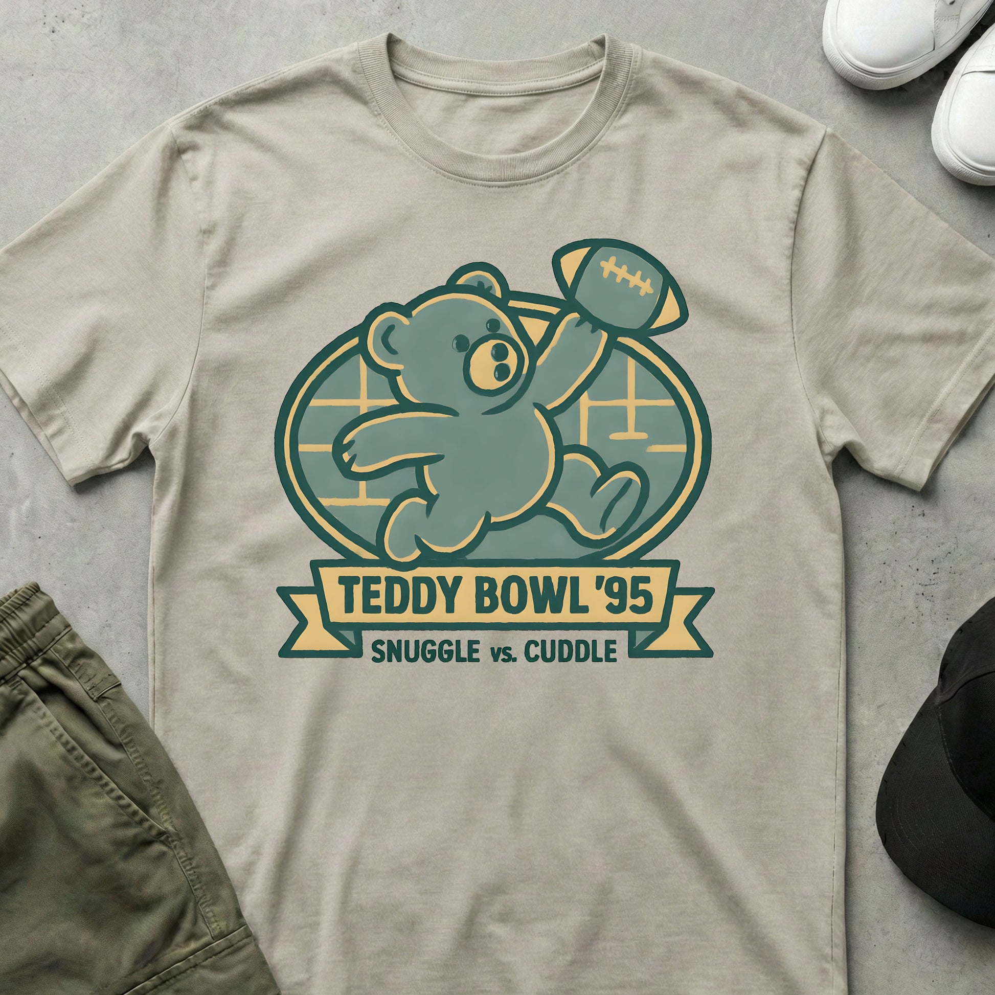 Printify Teddy-Bear Teddy Bowl T-Shirt Ice Grey / S