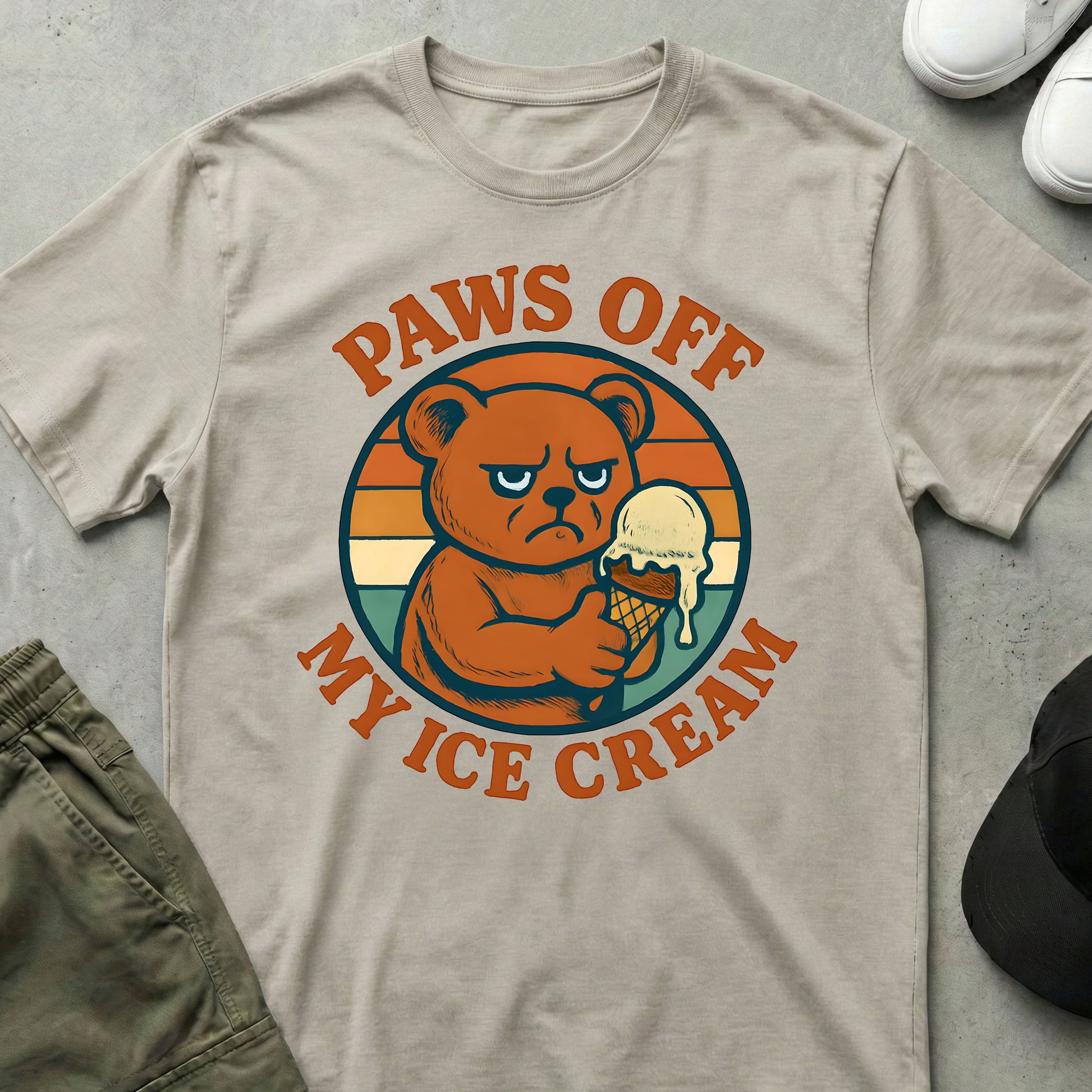 Printify Teddy-Bear Paws Off T-Shirt Ice Grey / S