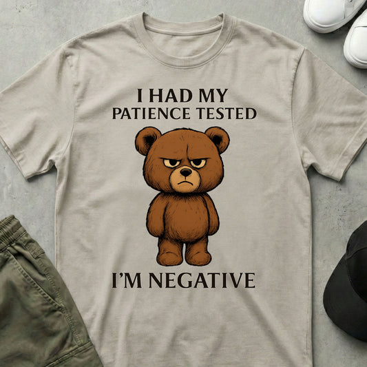 Printify Teddy-Bear Tested Negative T-Shirt Ice Grey / S