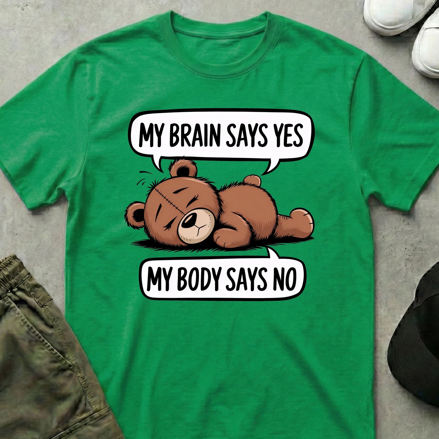 Cool Teds Teddy-Bear My Brain says Yes T-Shirt Irish Green / S