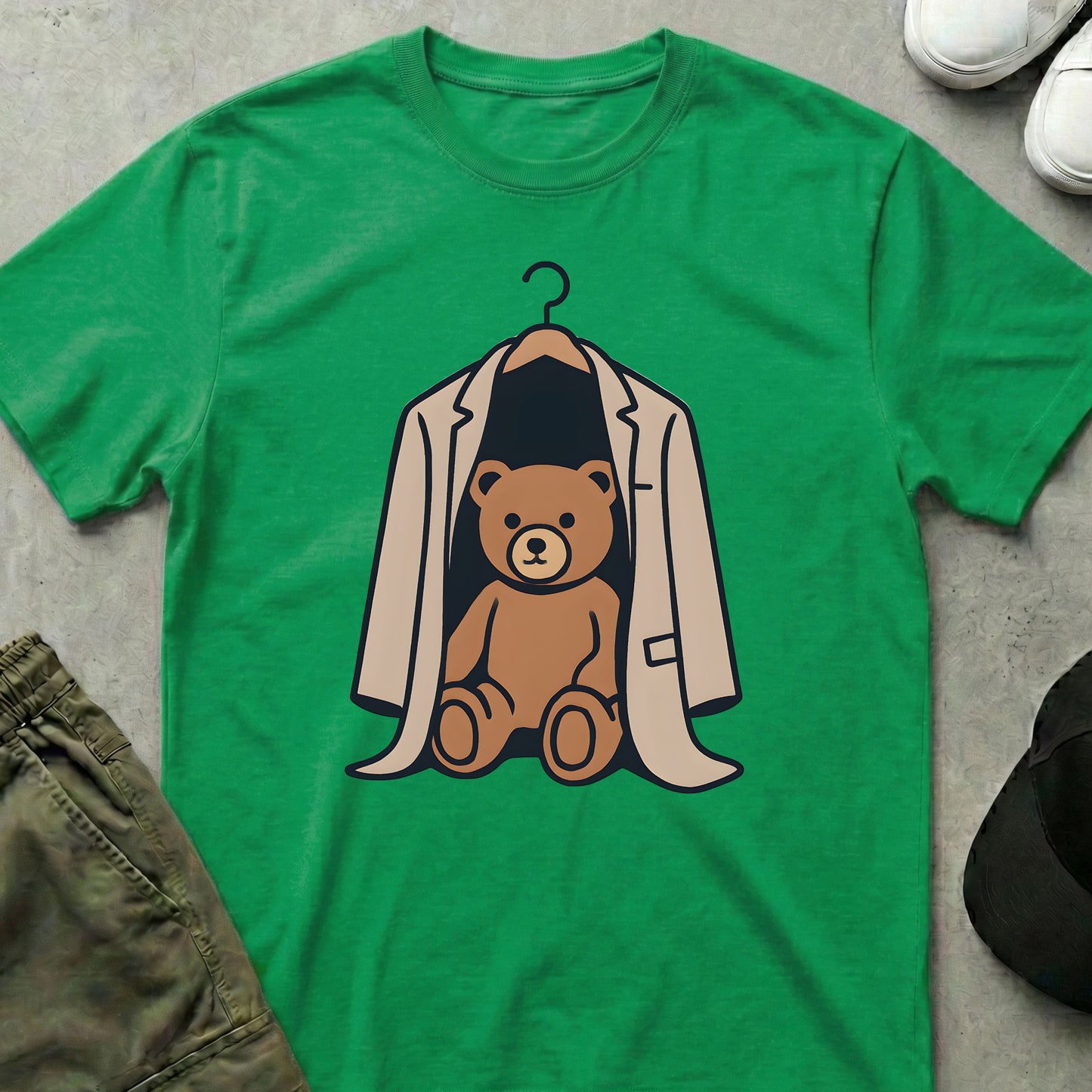 Cool Teds Teddy-Bear Hanging Out T-Shirt Irish Green / S