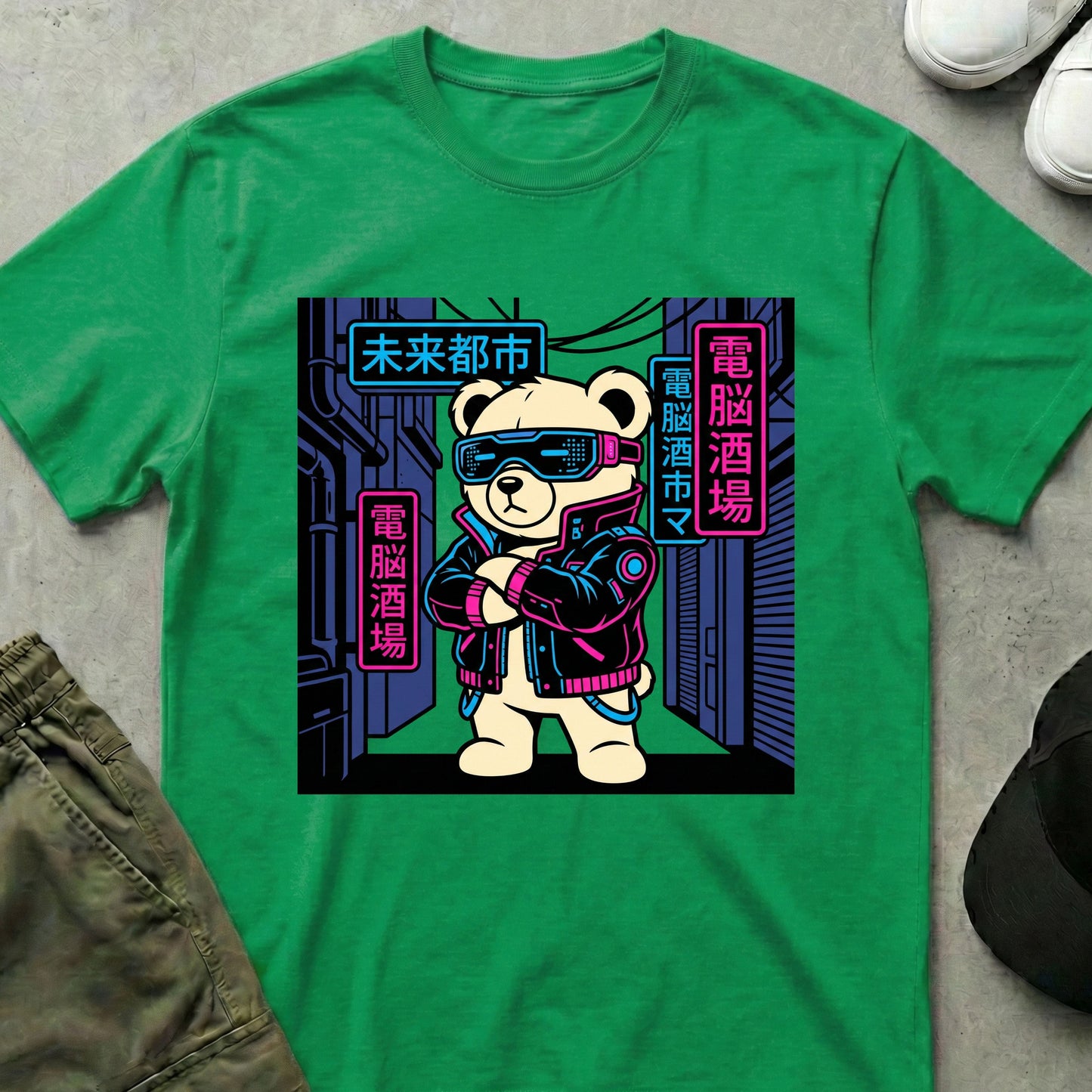 Cool Teds Teddy-Bear Cyber Teddy T-Shirt Irish Green / S