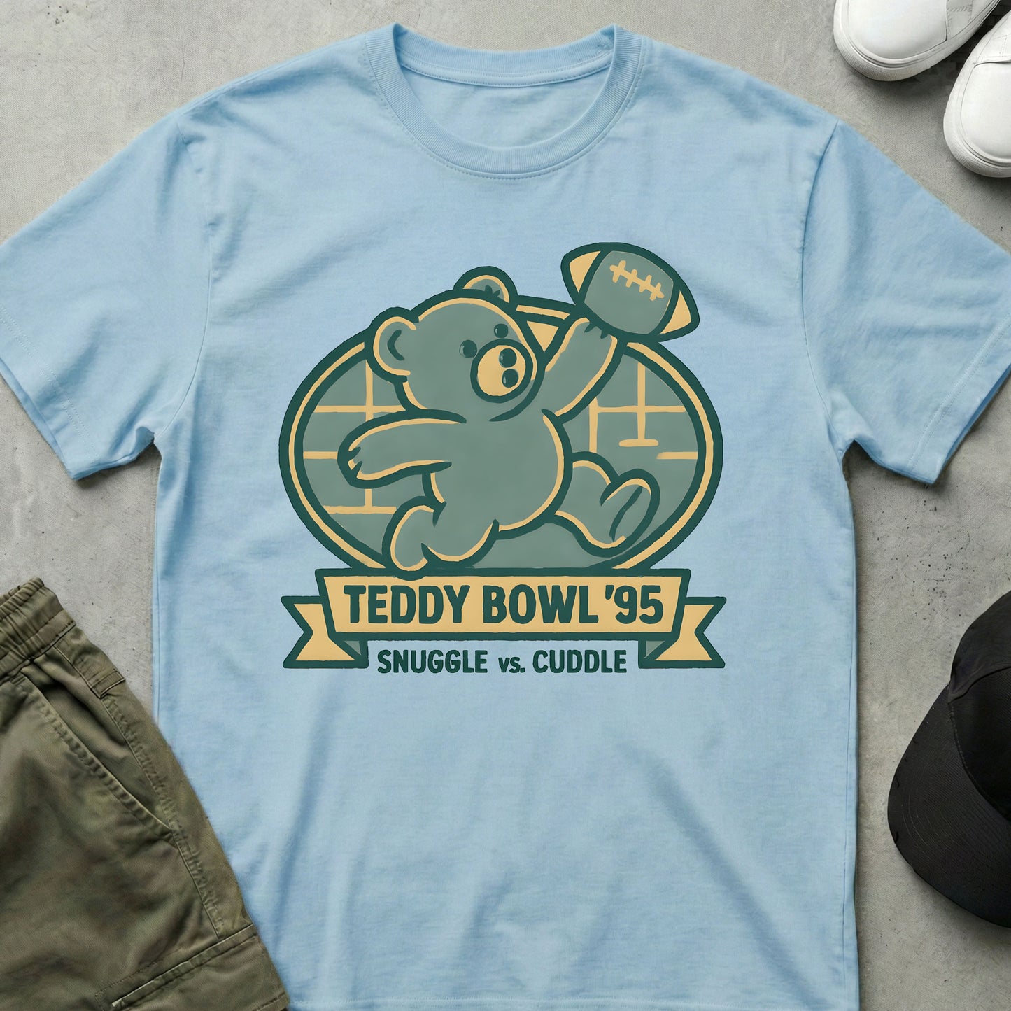 Printify Teddy-Bear Teddy Bowl T-Shirt Light Blue / S