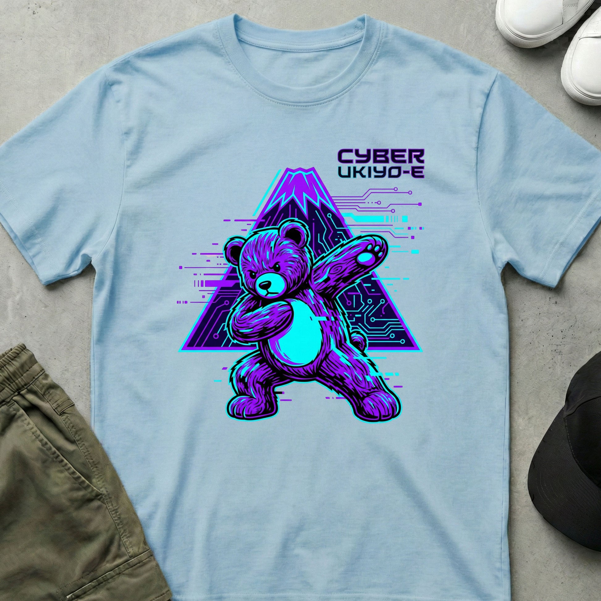 Cyber Ukiyo-e T-Shirt Light Blue