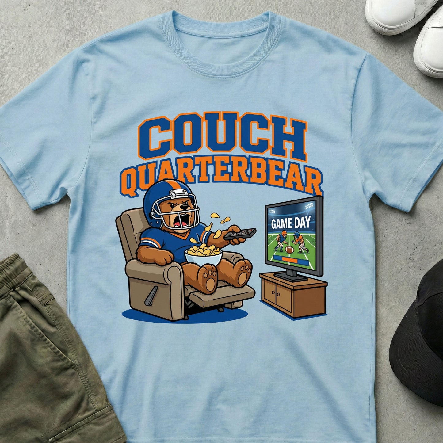 Helmet And Chips T-Shirt Light Blue