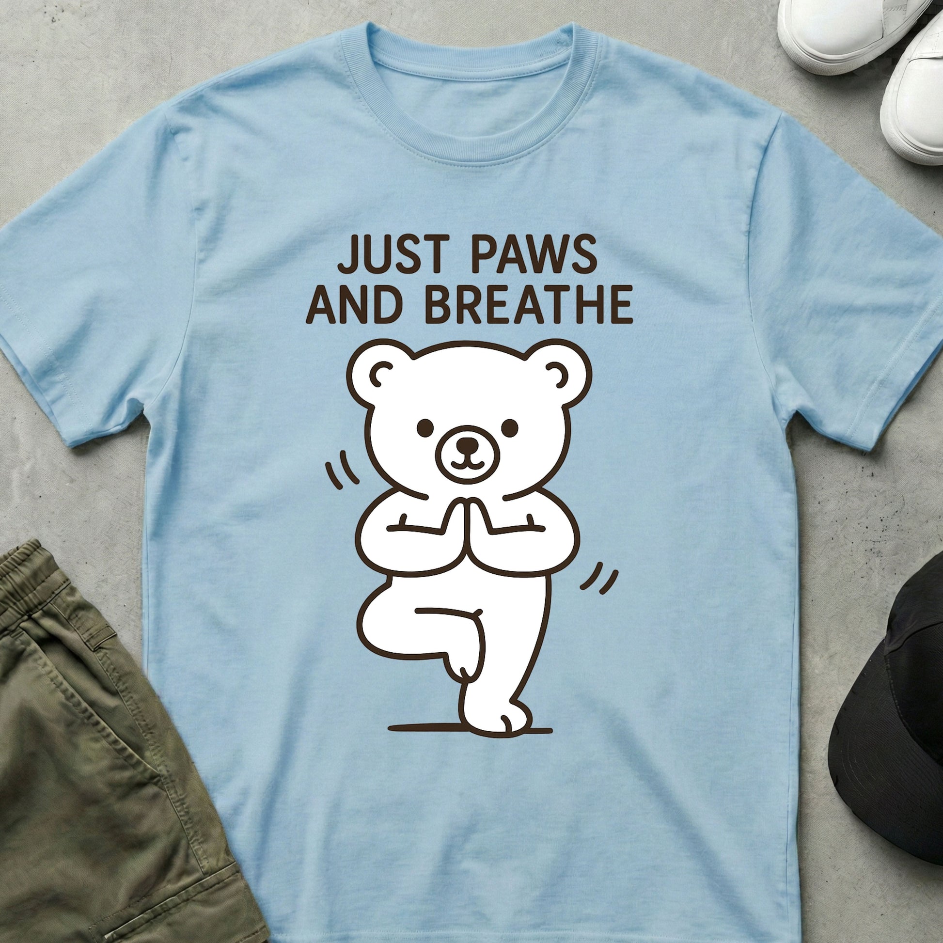 Cool Teds Teddy-Bear Yoga Chill T-Shirt Light Blue / S