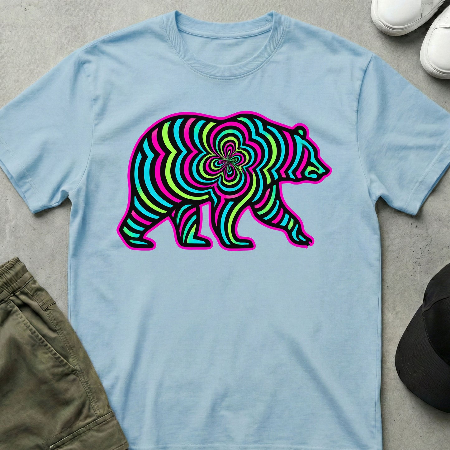 Fractal Bear T-Shirt Light Blue
