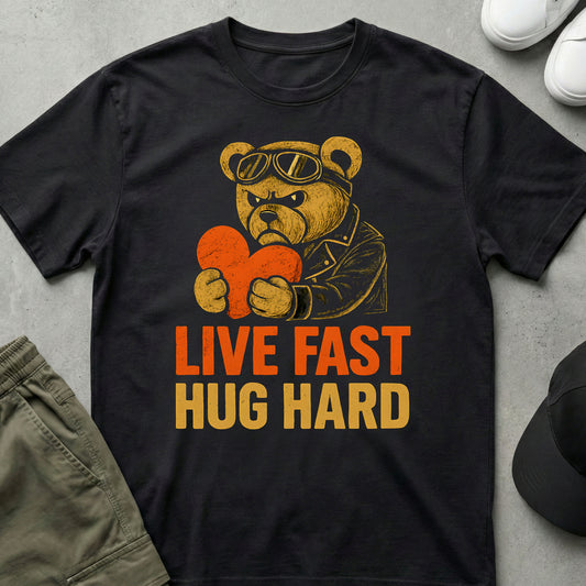 Cool Teds Teddy-Bear Live Fast T-Shirt Black / S