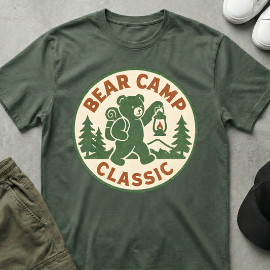 Printify Teddy-Bear Bear Camp T-Shirt Military Green / S