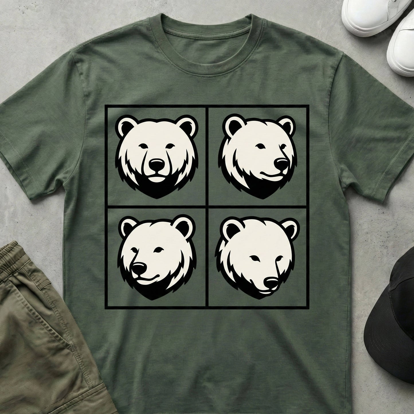 Grizzly Grid T-Shirt Military Green