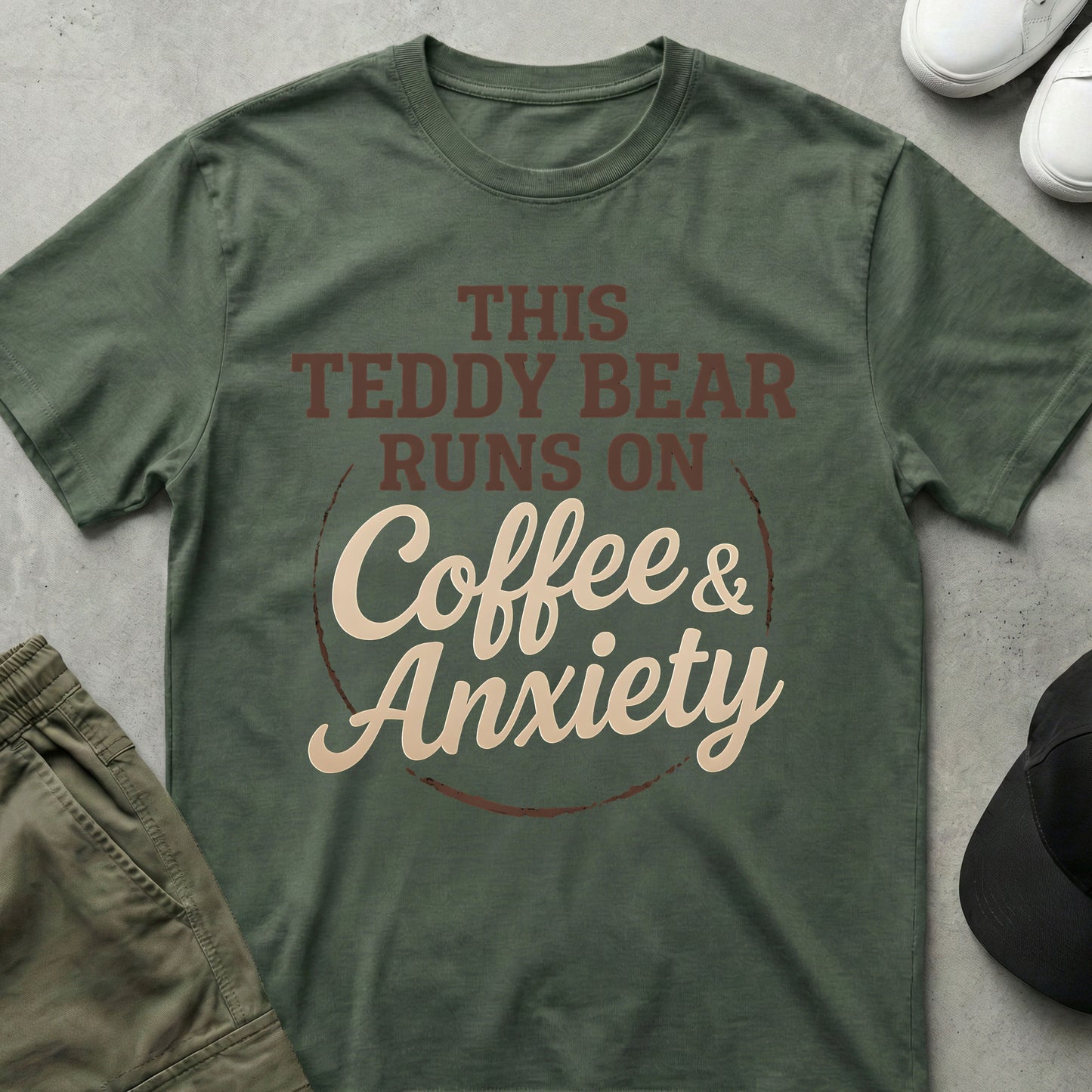 Coffee Bear T-Shirt Military Green