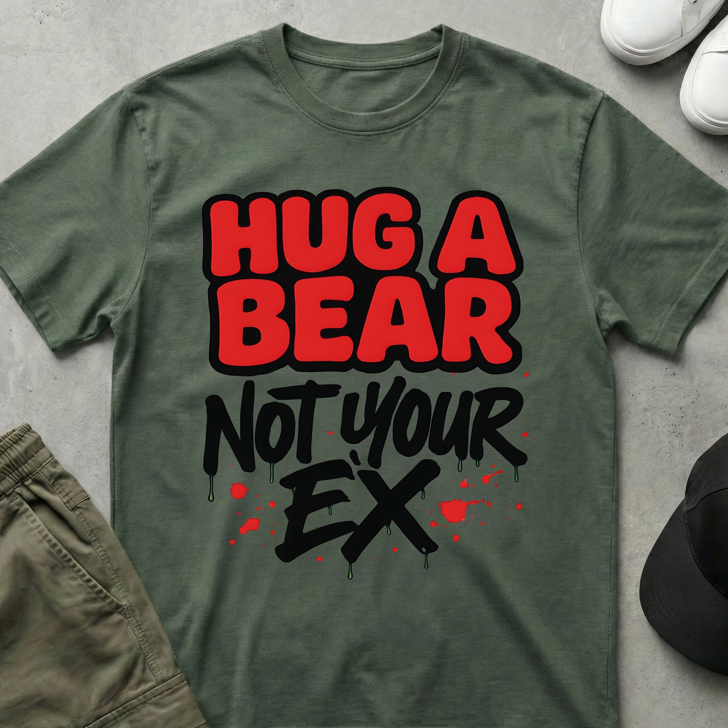Printify Teddy-Bear Hug a Bear T-Shirt Military Green / S