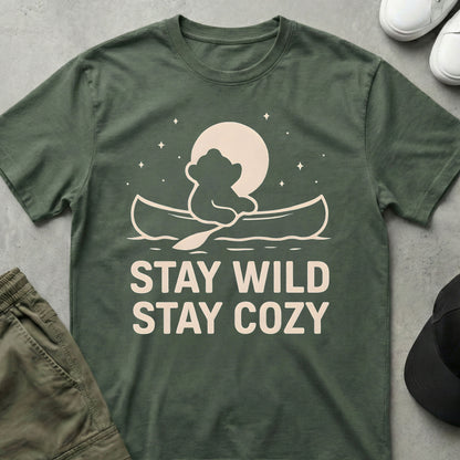 Cool Teds Teddy-Bear Stay Wild T-Shirt Military Green / S