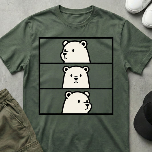 Printify Teddy-Bear Panel Peek Bear T-Shirt Military Green / S
