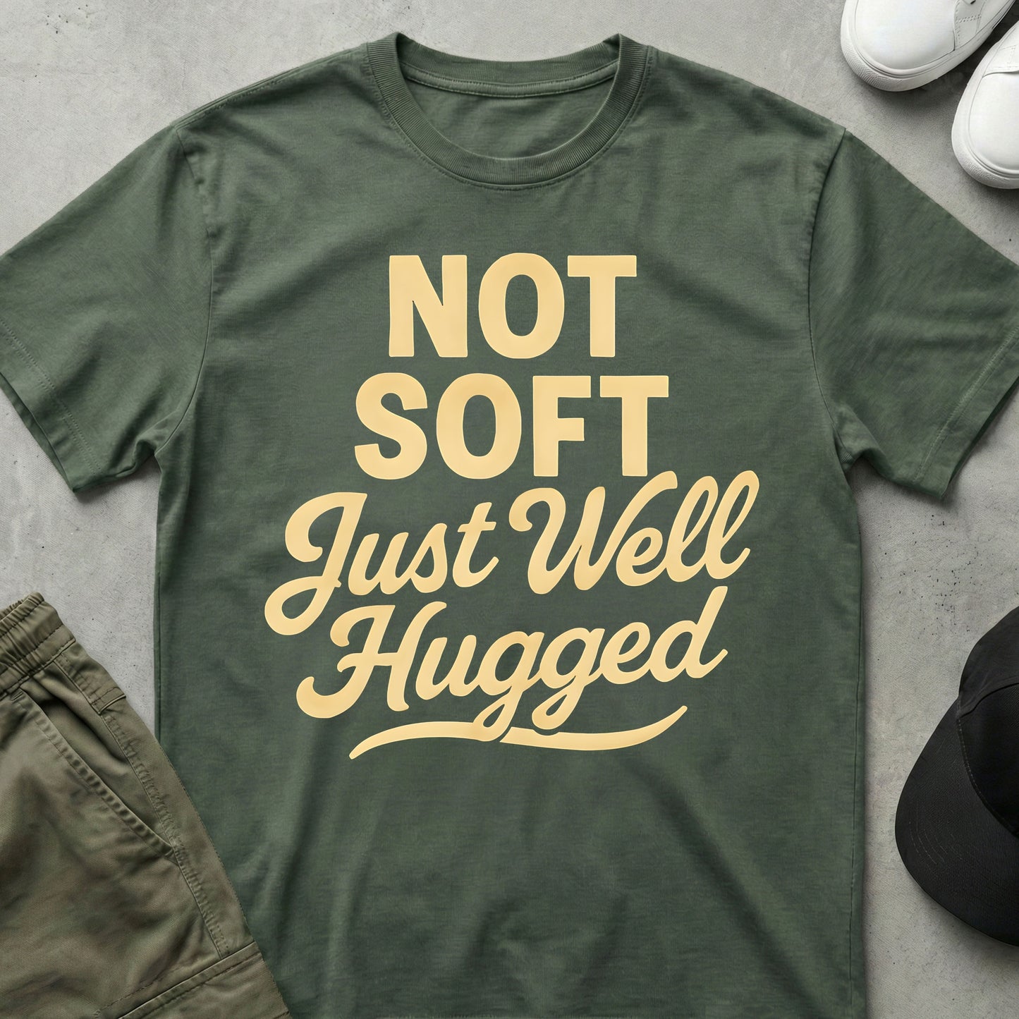 Printify Teddy-Bear Well Hugged T-Shirt Military Green / S